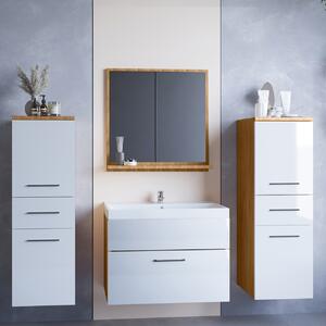 MEBLINE Kúpeľňový nábytok LUPO MINI dub artisan / biely lesk