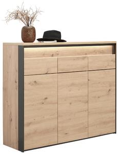 SKRINKA NA TOPÁNKY, čierna, dub artisan, 126/106/38 cm Voleo - Skrine, regály & police na topánky