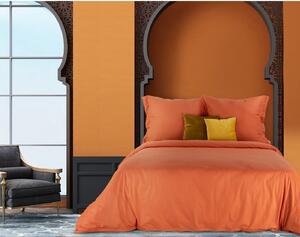 Bavlnená posteľná súprava v oranžovej farbe MAROCCO s ozdobným okrajom a lemom na vankúšoch Oranžová