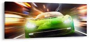 Obraz - Zelené závodné auto (120x50 cm)