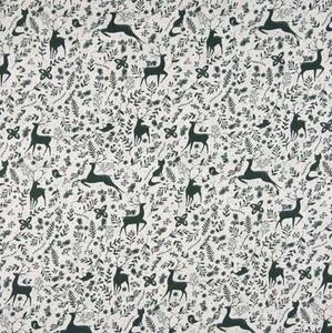 Metráž Bavlna vzorovaná - Zelené jelene na bielom