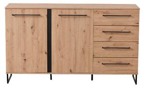 KOMODA, čierna, farba duba, 159/95/42 cm Xora - Obývacie zostavy