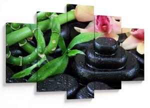 Obraz - Kamene a orchidey (150x105 cm)