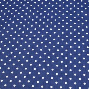 Metráž Bavlna vzorovaná - Biele bodky (3 mm) na modrom