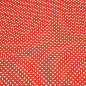 Metráž Bavlna vzorovaná - Biele bodky (3 mm) na červenom