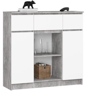 Komoda K100 2D 3SZ 2P betón / biela