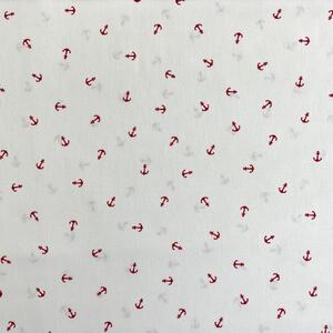 Metráž Bavlna vzorovaná - Červená kotva na bielom