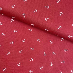 Metráž Bavlna vzorovaná - Kotvičky na červenom