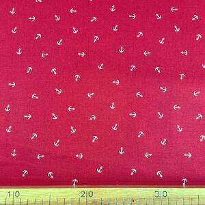 Metráž Bavlna vzorovaná - Kotvičky na červenom