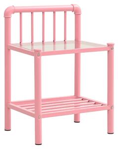 Nočný stolík ružový a priehľadný 45x34,5x62,5 cm kov a sklo