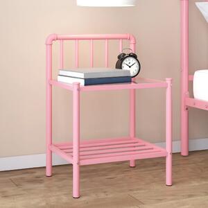 Nočný stolík ružový a priehľadný 45x34,5x62,5 cm kov a sklo