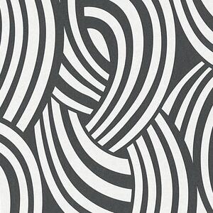 Vliesové tapety na stenu Pigment 95352-1, rozmer 10,05 m x 0,53 m, Art Deco Waves čierno-biely, A.S. CRÉATION