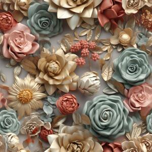 Metráž Teplákovina digital - Kvety 3D