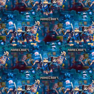 Metráž Teplákovina digital - Minecraft modrá galactic