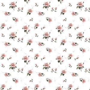 Metráž Teplákovina digital - Jemná ruža na bielom