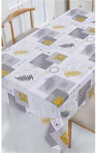 Obrus PVC 3581569, metráž, šířka 140 cm, papradie sivo-žlté s ornamentami, IMPOL TRADE