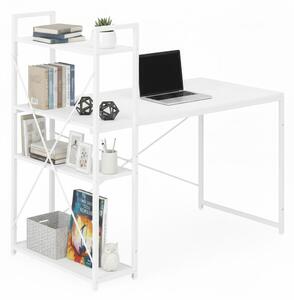 ModernHome Pracovný stôl 120x60 cm s 3 policami biely ModernHome