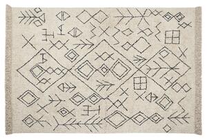 Koberec béžová a čierna bavlna 160 x 230 cm obdĺžnikový s geometrickým vzorom strapce boho orientálny štýl