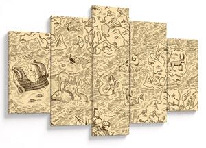 Obraz - Vintage mapa, ilustrácie (150x105 cm)