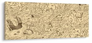 Obraz - Vintage mapa, ilustrácie (120x50 cm)
