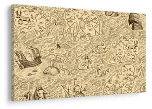 Obraz - Vintage mapa, ilustrácie (90x60 cm)