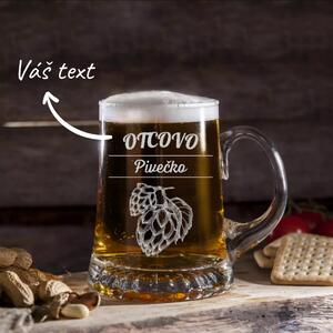 Ručne fúkaný polliter na pivo s gravírovaním OTCOVO pivečko 500 ml 1KS