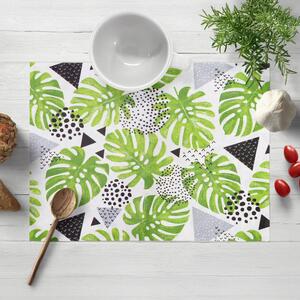 Biante Bavlnené prestieranie na stôl Sandra SA-175 Zelené listy Monstera 30x40 cm