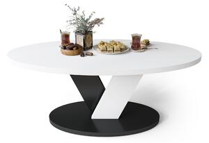 LOVA Biely/Čierny - OVÁLNY KONFERENČNÝ STOLÍK 110 × 60 cm MODERNÝ KÁVOVÝ STOLÍK