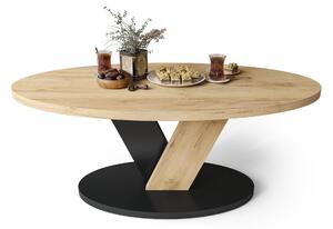 LOVA Craft Zlatý dub/Čierny - OVÁLNY KONFERENČNÝ STOLÍK 110 × 60 cm MODERNÝ KÁVOVÝ STOLÍK