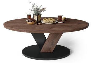 LOVA Hnedý dub/Čierny - OVÁLNY KONFERENČNÝ STOLÍK 110 × 60 cm MODERNÝ KÁVOVÝ STOLÍK