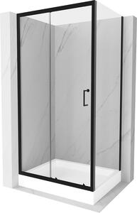 Mexen APIA, sprchový kút s posuvnými dverami 100 (dvere) x 80 (stena) cm, 5mm číre sklo, čierny profil + biela sprchová vanička RIO,…