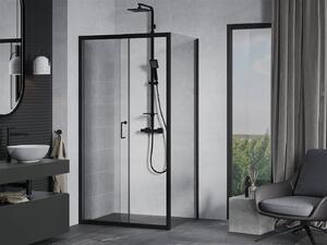 Mexen APIA, sprchový kút s posuvnými dverami 110 (dvere) x 70 (stena) cm, 5mm číre sklo, čierny profil, 840-110-070-70-00