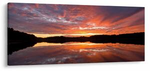 Obraz - Západ slnka nad jazerom (120x50 cm)
