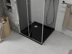 Mexen Lima, sprchový kút 90 (dvere) x 90 (stena) cm, 6mm šedé sklo, chrómový profil + SLIM sprchová vanička čierna 5cm s chrómovým sifónom, 856-090-090-01-40-4070