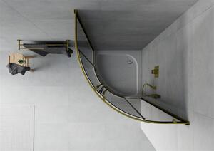 MEXEN - Rio sprchovací kút, štvrťkruhový 70 x 70 cm - grafit, zlatá + vanička Rio, biela - 863-070-070-50-40-4710