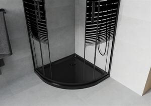 MEXEN - Rio sprchovací kút, štvrťkruhový 80 x 80 cm - dekor, čierna + vanička Flat, čierna - 863-080-080-70-20-4170B