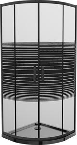 MEXEN - Rio sprchovací kút, polkruhový 80 x 80 cm, dekor, čierna + vanička Flat, čierna - 863-080-080-70-20-4170B