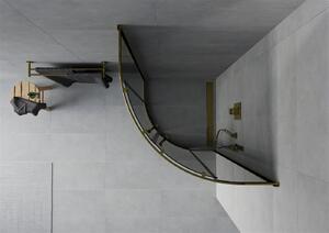 Mexen Rio, štvrťkruhový sprchovací kút 70(dvere)x70(dvere)x190 cm, 5mm šedé sklo, zlatý profil, 863-070-070-50-40