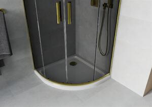 MEXEN - Rio sprchovací kút, štvrťkruhový 80 x 80 cm - grafit, zlatá + vanička Flat, biela - 863-080-080-50-40-4110G