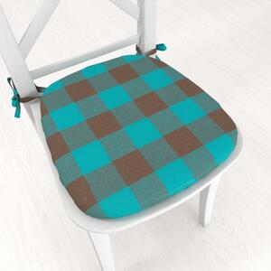 Biante Oblý bavlnený podsedák Olivia OL-018 Tyrkysovo-hnedá kocka veľká - 39x37x3 cm