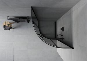 Mexen Rio, štvrťkruhový sprchovací kút s posuvnými dverami 80 (dvere) x 80 (dvere) x 190 cm, 5mm šedé sklo, čierny profil, 863-080-080-70-40