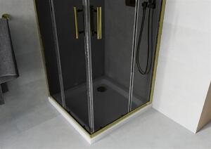 MEXEN - Rio sprchovací kút, rohový 70 x 70 cm, grafit, zlatá + vanička Flat, biela - 860-070-070-50-40-4010G