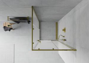 Mexen Rio, štvorcový sprchovací kút s posuvnými dverami 80 (dvere) x 80 (dvere) x 190 cm, 5mm sklo námraza, zlatý profil, 860-080-080-50-30