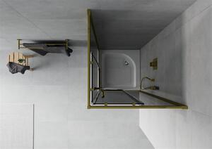MEXEN - Rio sprchovací kút, rohový 70 x 70 cm, grafit, zlatá + vanička Rio, biela - 860-070-070-50-40-4510