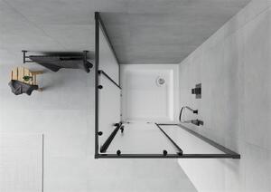 Mexen Rio, štvorcový sprchovací kút 80(dvere)x80(dvere)x190 cm, 5mm sklo námraza, čierny profil + biela sprchová vanička RIO, 860-080-080-70-30-4510