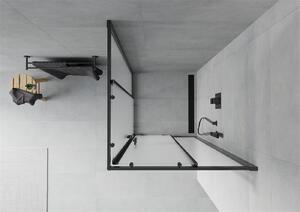 Mexen Rio, štvorcový sprchovací kút s posuvnými dverami 70 (dvere) x 70 (dvere) x 190 cm, 5mm sklo námraza, čierny profil, 860-070-070-70-30