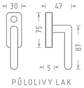Okenné kovanie ACT půloliva lakovaná (STRIEBORNA), STRIEBORNA