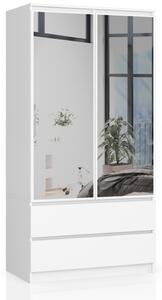 Ak furniture Šatníková skriňa Star so zrkadlom 90 cm biela