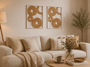 Sada 2 ks nástennej dekorácie CIRCLES kov 48x68 cm, biela / béžová