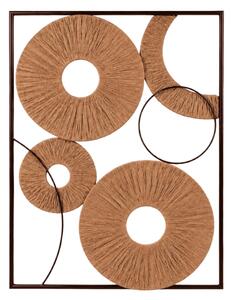 Nástenná dekorácia CIRCLES kovová 48x68 cm, čierna / hnedá